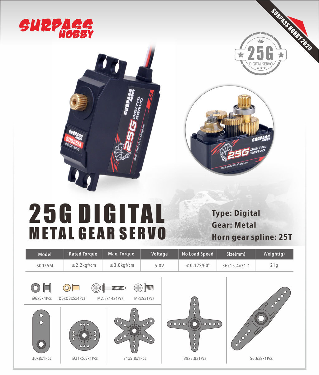 5PCS Surpass Hobby S0025M Meta - đánh giá và giá Servo 9G