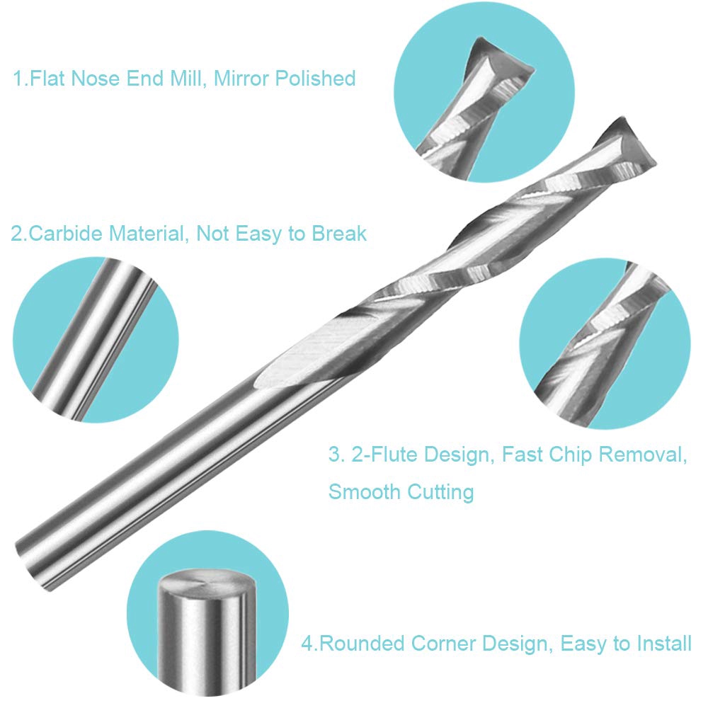 10 Chiếc 3.175 1/8 Vỏ 2 Sáo Xo - đánh giá và giá End Mill Set