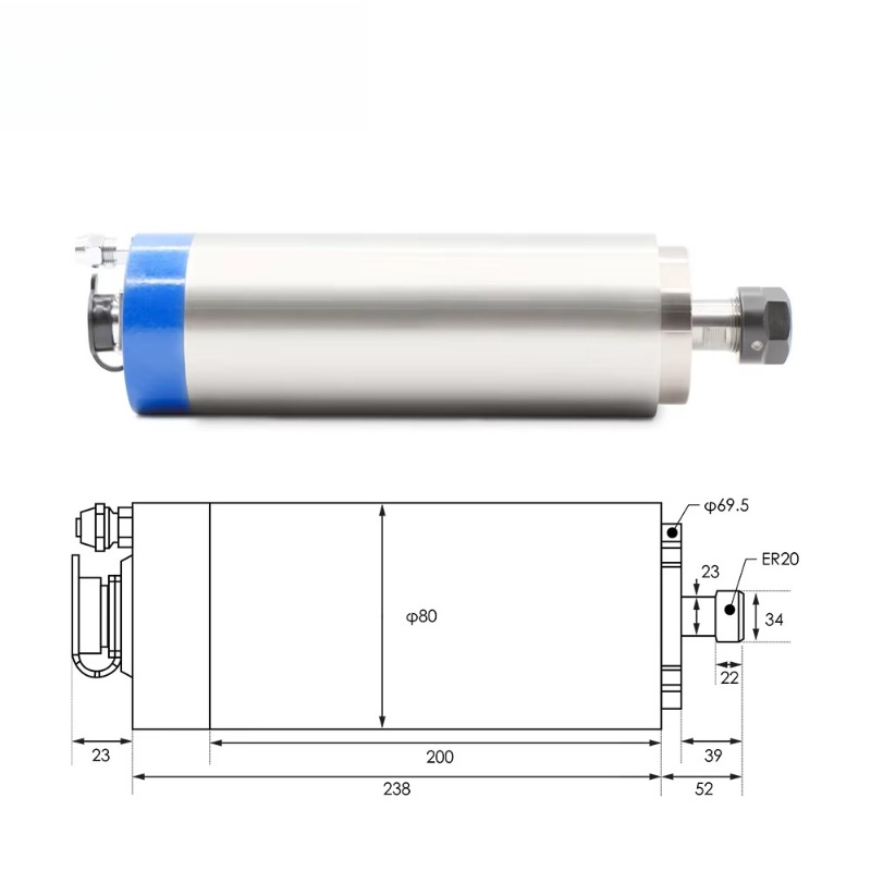 2.2KW ER20 Water Cooled Spindl - đánh giá và giá Spindle Motor